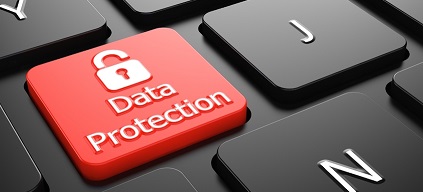 a red data protection button on a keyboard